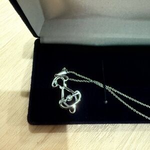 Silver Tone Women’s dog 1/20 diamond Pendant Necklace